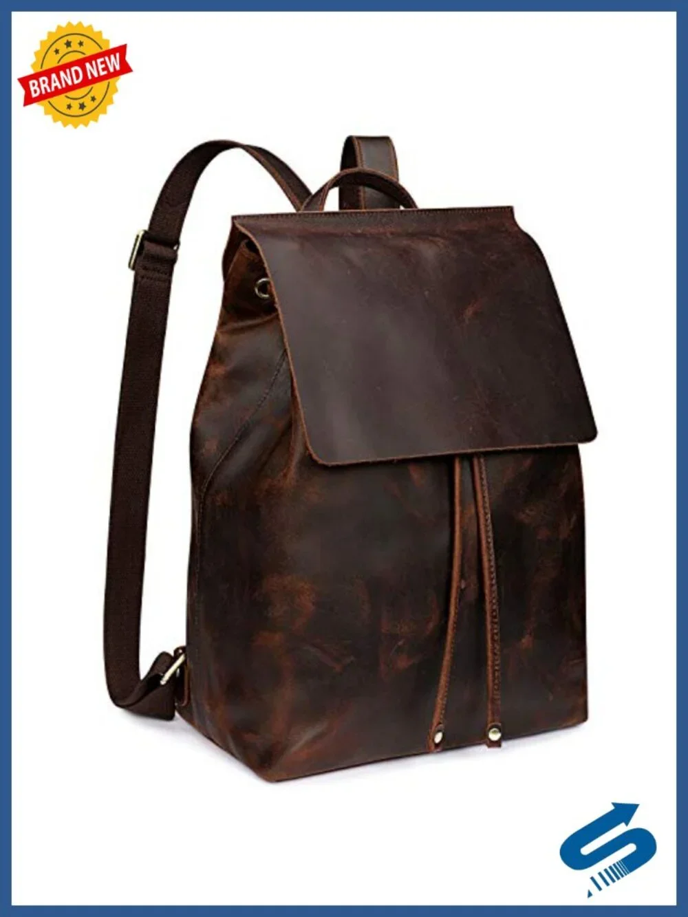 Genuine Leather Backpack Purse with Luggage Sleeve